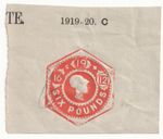 Embossed Land Duty Stamp 1919 - 20 Light Pan Cancel Six Pounds