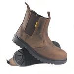 MENS LIGHTWEIGHT LEATHER DEALER SLIP ON STEEL SAFETY CHELSEA WORK BOOTS SHOES NW