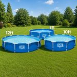 8ft/10ft/12ft Above Ground Swimming Pool - Easy Assembly Garden Pool
