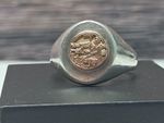 Vintage mtm SS 925 And 14k Gold California State Seal Signet Ring 10.6 Grams