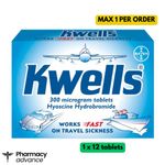 Kwells 300mcg Tablets - For Nausea Travel Sickness - 12 Tablets