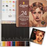 Castle Art Supplies Portraits Watercolour Pencil Set 24 Piece Tin