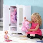 Wooden Doll Closet 18 Inch Dolls Wardrobe Furniture With 6 Doll Clothes Hangers