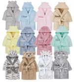 Personalised Girl Boy Dressing Gown Novelty Robe Embroidered Name Bear Ears 0-4Y