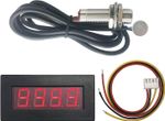 4 Digital LED Tachometer RPM Speed Meter+Hall Proximity Switch Sensor NPN Red