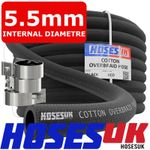 5.5mm Fuel Hose Cotton Overbraid Petrol Diesel Rubber Line 7/32 Inch Opt Clips