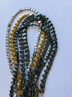 5x 38cm Stands of Hematite Hearts With a Metalic Coating.