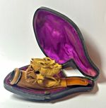 Antique Carved Stag Figural Tobacco Pipe with Fitted Hard Case