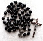WOOD ROSARY     Black    Oval Beads    Made in Italy