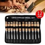 12-Piece Wood Carving Tools Kit Premium , High-Carbon Steel, Ergonomic Handles