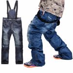 Waterproof Men's Denim Ski Snowboard Pants Windproof Trousers Outdoor Sports New