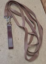 Continental Web Draw Reins, Full Size, Brown, Leather girth loop. (Ref:206Y)