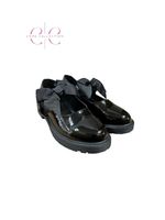 ADULTS/KIDS GIRLS SCHOOL BOW SHOES FLAT SOLE WITH ADJUSTABLE STRAP SIZE  UK SIZE