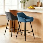 Set of 2/4 Velvet Bar Chairs Breakfast Bar Stools Kitchen Pub Restaurant Café
