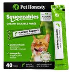 Cat Hairball Remedy Lickable Treats - Squeezable Puree Pouches for Hairball