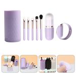 Portable Violet Makeup Brush Set with Durable Handles and Storage Case