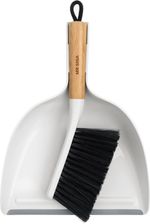 Dustpan and Brush Set, Bamboo Handle, White, 1 Set