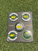 Set of 5 Flat Golf Ball Marker TIGER WOODS Masters 1997 2001 2002 2005 2019