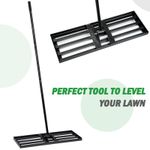 Lawn Leveling Rake 30"x10" Level Lawn Tool with 75" Steel Extended Handle -Black