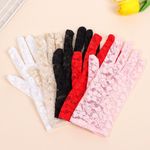 Fabulous Stretch LACE ~ ROSE Design Short Wrist Gloves WEDDING Halloween Goth