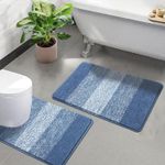 Soft Bathroom Mat Sets 2 Piece Water Absorbent 50 x 80 + 50 x 60 cm, Blue 
