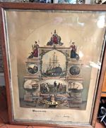 Antique Victorian The Hearts of Oak Society members certificate 28" x 37" frame