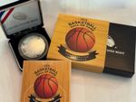 2020 P 1oz 99.9% SILVER PROOF BASKETBALL HALL OF FAME $1 COIN. OGP + COA.