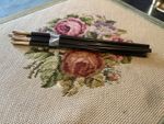 4 Pairs Of  Vintage Ebony Wood Chopsticks With Silver Plated End Caps (~26cm)