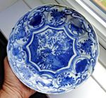 CHINESE MING / WANLI c1600 KRAAK BLUE & WHITE PORCELAIN DISH GRASSHOPPER PATTERN