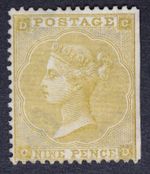 GB SG87 1862 QV 9d Straw, Plate 2, CD, Mint MNG, Cat £2000