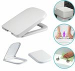Luxury Square Toilet Seat Heavy Duty White Soft Close Top Quick Release Hinges