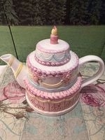 Lillian Vernon Hand Painted Happy Birthday Cake Teapot-Vintage