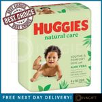 HUGGIES NATURAL CARE BABY WIPES ALOE VERA WET WIPES 4 x 56 WIPES 224 WIPES TOTAL