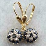 2 Ct Round Blue Sapphire Diamond Drop Dangle Cluster Earrings Yellow Gold Over