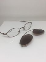 New VINTAGE CALVIN KLEIN Eyeglasses CK 149 C. 570 Satin Gold With Sun Clip On