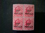 GB KE V11 SG 074  1d SCARLET BLOCK OF 4  OVERPRINTED GOVT PARCELS MNH