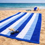 Cotton Striped Beach Towel Extra Large Travel Sports Swimming Holiday Towel Blue