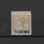 Gibraltar 18889 QV 75c Surcharge 'Short Foot' Variety SG21a Mint Cat£180