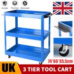 3 Tier Tool Storage Heavy Duty Garage Trolley Workshop DIY Wheel Cart Shelf UK