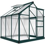 Outsunny 6x6ft Walk-In Polycarbonate Greenhouse Plant Grow Galvanized Aluminium