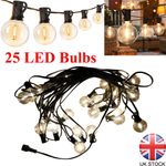 50FT String Lights Globe Outdoor Garden Festoon 25LED Bulbs G40 Mains Powered