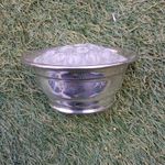 Art Deco Falstaff vintage silver-plated English rose bowl with glass frog insert