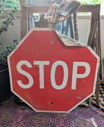 vintage genuine highway Stop Road Sign Roadworks, automobilia, collectable