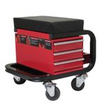 Mechanic Creeper Seat Workshop Trolley With Drawers (Padded Garage Work Stool)