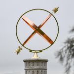 Polished Brass And Copper Garden Armillary Sundial Sphere - 57cm Tall