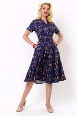 Collectif Caterina Foxy Forest Swing Dress 50s Vintage Style Novelty Print