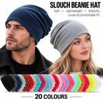Slouch Beanie Hat Soft Lightweight Stretch Baggy Loose Fit Casual Winter Ski Cap