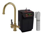 Brushed Brass 3-in-1 Instant Boiling Hot Water Kitchen Tap - Complete Kit