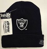 Vintage 90s NFL Raiders Beanie Hat Black Cuffed Knit Campri Teamline Deadstock