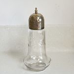 Sugar Sifter Vintage EPNS Top Cut Glass Bottom. Really pretty and in VGC. 17cm.